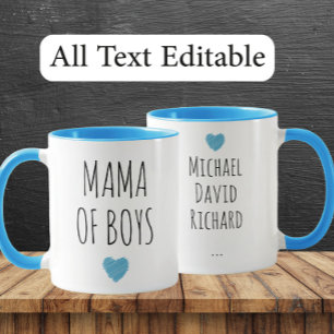 Mamma till pojkar Anpassade namn - Kärleksfull pre Mugg