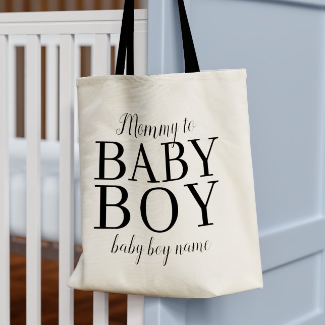 Mamma till Pojke Namn New mamma Tote Bag Tygkasse (Just add your baby's name to this cute tote bag)