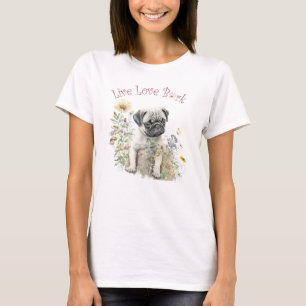 Mamma till Pug Hund Blommig T Shirt