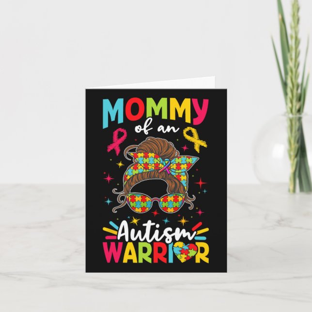 Mamma till stöd för Autism Warrior Autist Autists Kort (Framsida)