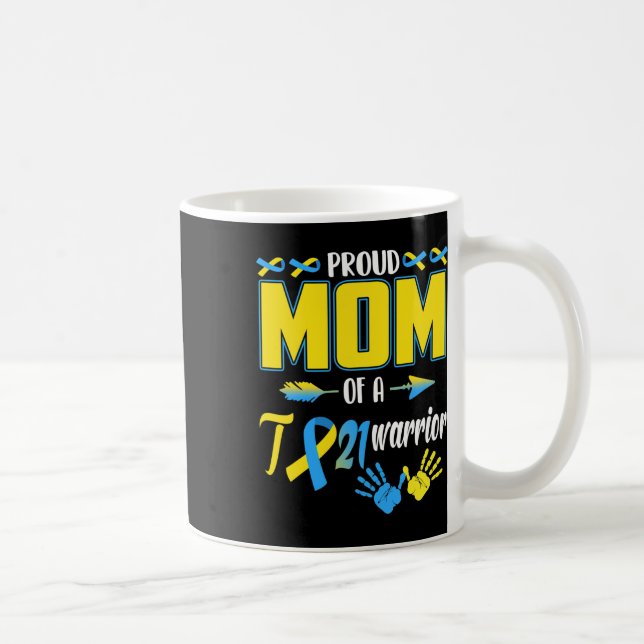 Mamma till T21-krigare Downs syndrom medvetenhet f Kaffemugg (Höger)