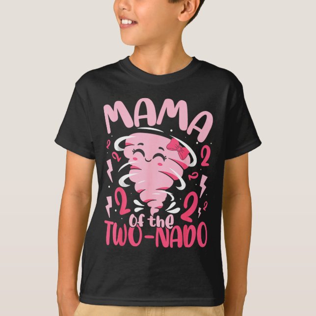 Mamma till två-nado tornado-tema 2-årsfirande t shirt (Framsida)