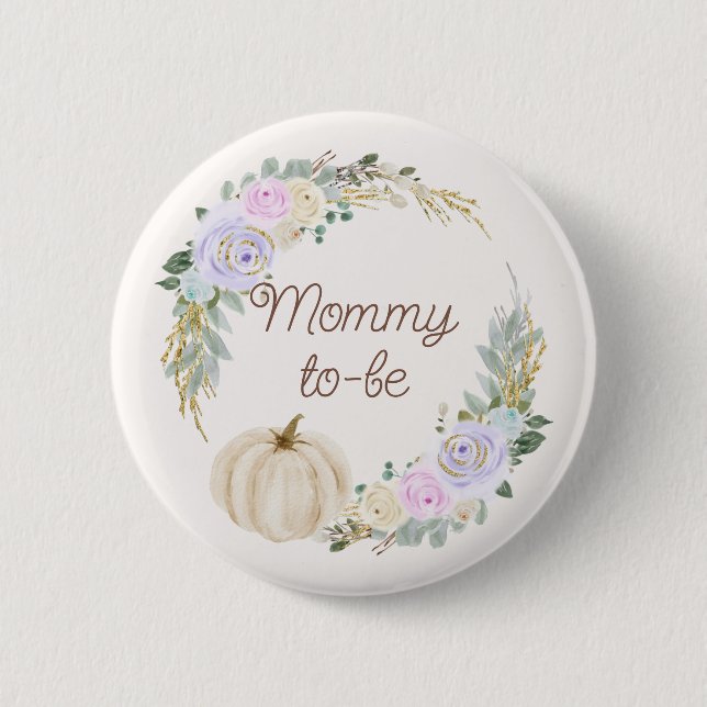 Mamma-to-be-Fall Pumpkin Baby Shower Knapp (Framsida)