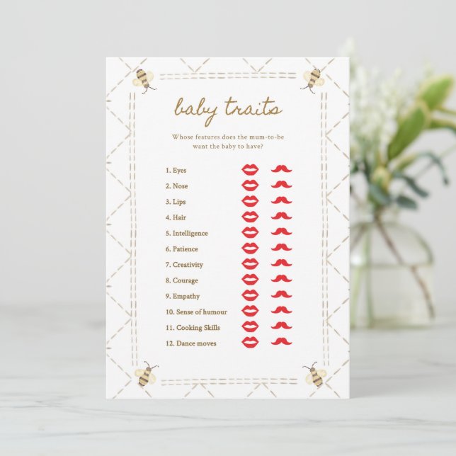 Mamma to Bee Baby Shower Baby Trades Game Cards Inbjudningar (Stående Fram)