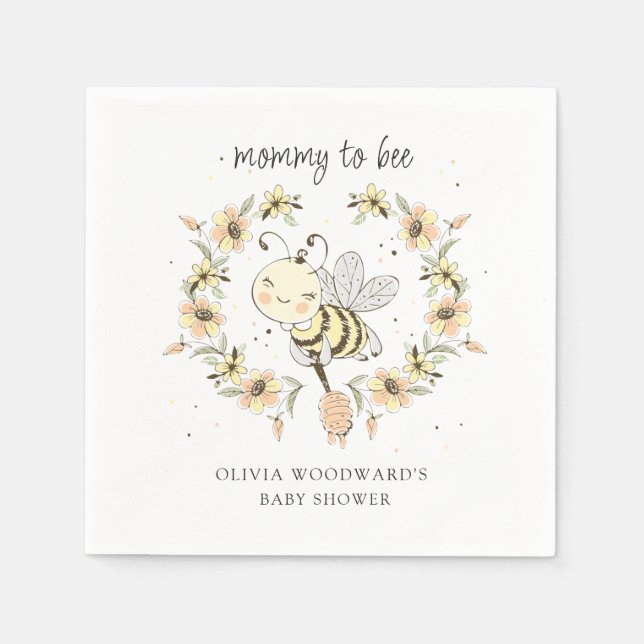 Mamma To Bee Baby Shower  Pappersservett (Framsidan)