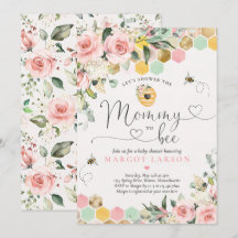 Mamma to Bee Greenery Rosa & Guld Bee Baby Shower