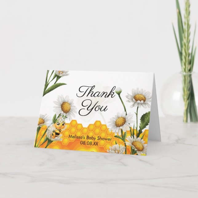Mamma to Bee Honeycomb White Daisy Photo Tack Kort (Framsida)