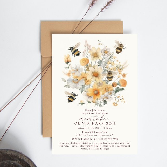 Mamma to Bee Wildblomme Blommigt Par Baby Shower Inbjudningar (Skapare uppladdad)