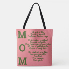 MAMMA tote bag - Rosa och Grönt Tygkasse