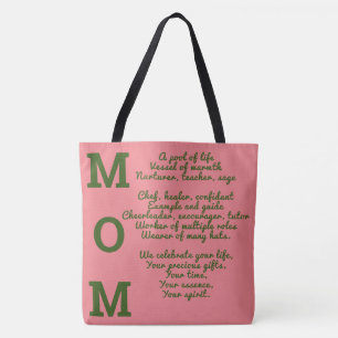 MAMMA tote bag - Rosa och Grönt Tygkasse