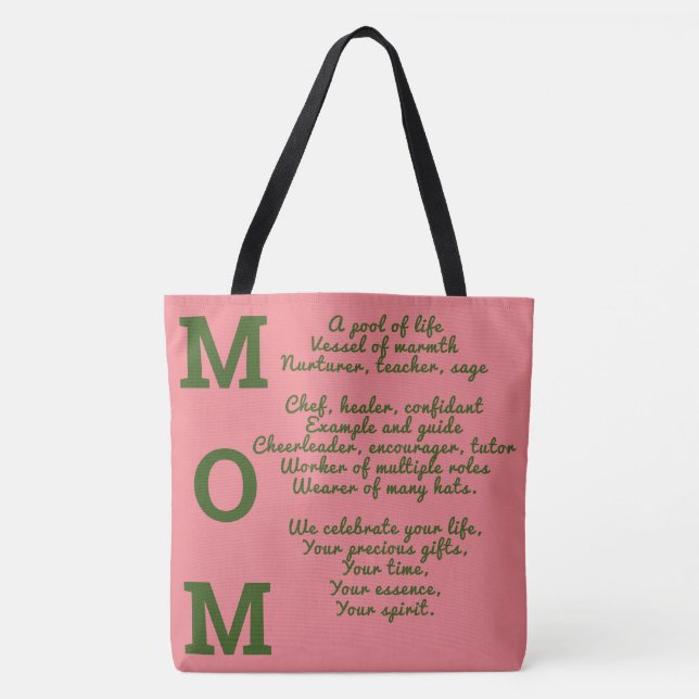 MAMMA tote bag - Rosa och Grönt Tygkasse (Framsida)