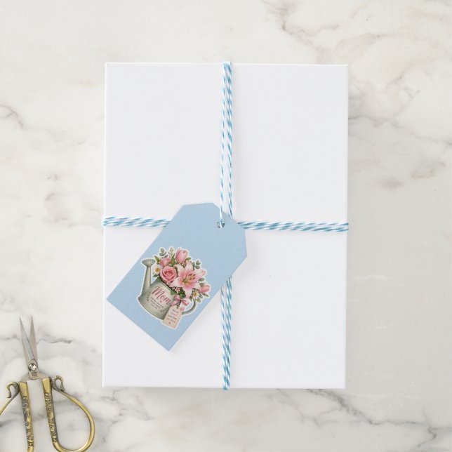 Mamma Trädgårdsblommor Presentetikett (Med Snöre)