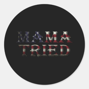 Mamma Tried Land Music Lyric USA flagga Retro Runt Klistermärke