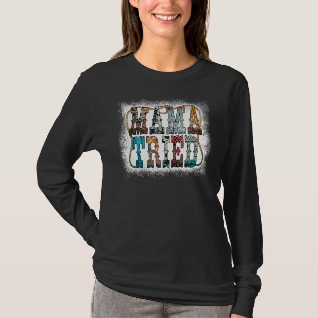 Mamma Tried Westerna Mors dag Land Leopard Bl T Shirt (Framsida)