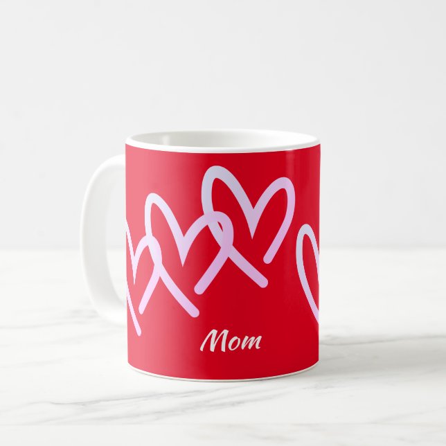 Mamma Triple Red Heart Kaffemugg (Framsida vänster)