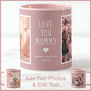 Mamma Två Foto Anpassad Text Dammt Rosa C91 Två To Mugg