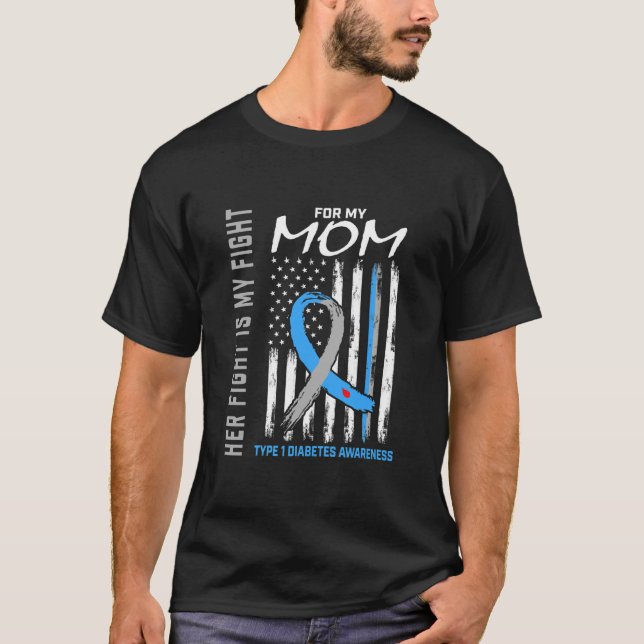 Mamma typ 1-diabetesmedvetande - band amerikanskt t shirt (Framsida)