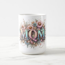 Mamma Typografi och blommor Kaffemugg