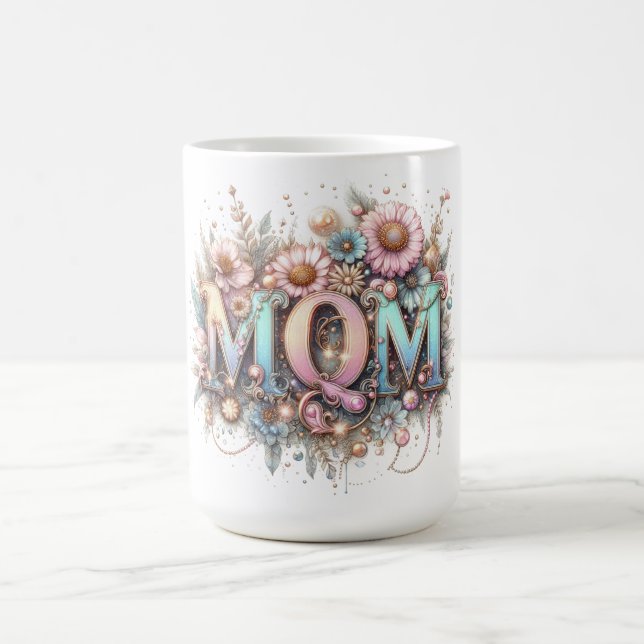 Mamma Typografi och blommor Kaffemugg (Center)