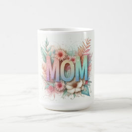 Mamma Typografi och blommor Kaffemugg