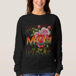 Mamma Typografi Och Rosor T Shirt