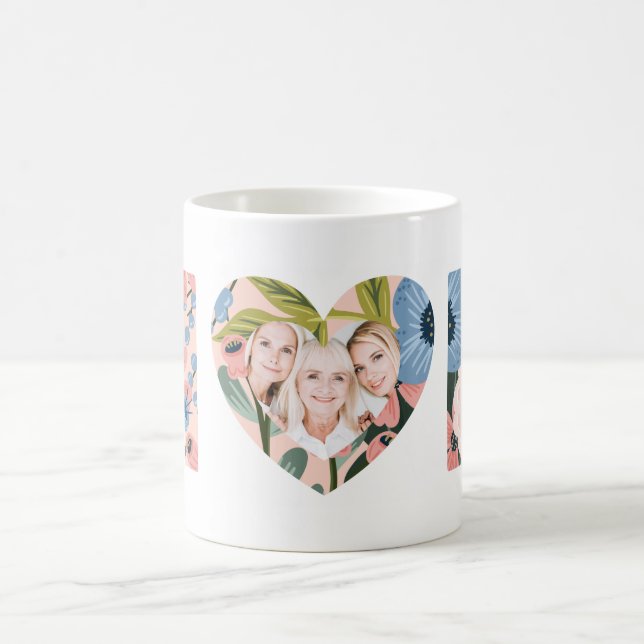 Mamma, typografiskt foto för Blommigten Lycklig Mo Kaffemugg (Center)