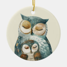 Mamma Uggla & Owlet Watercolor Mors dag Julgransprydnad Keramik