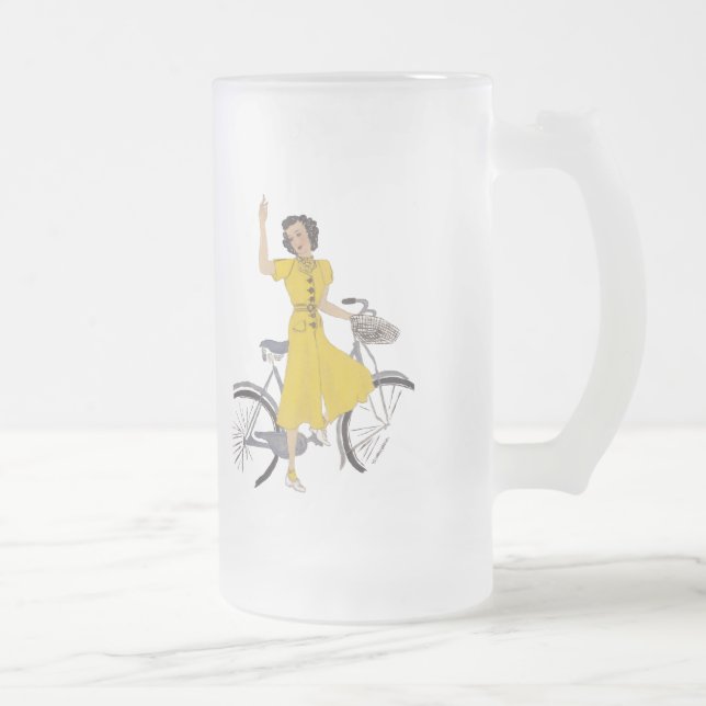 Mamma underbar cykel dam frostat ölglas (Höger)