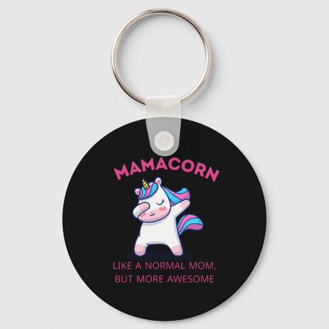 Mamma Unicorn Fläkt Klubb Nyckelring (Framsida)