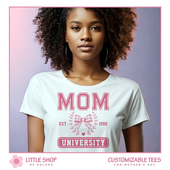 Mamma Universiteten Rosa Bow Mors dag T Shirt (Skapare uppladdad)