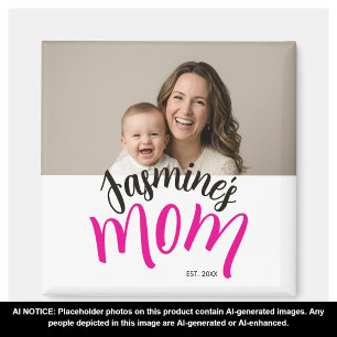 Mamma Upprättade Barn Namn Anpassad År Ny Mamma Magnet