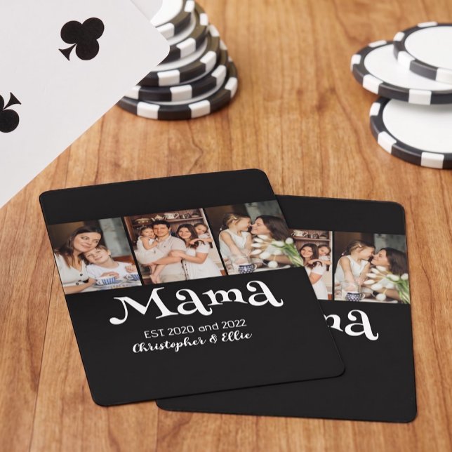 Mamma Upprättade Barn Namn Rolig Text 3 Foto Casinokort (Skapare uppladdad)