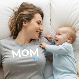 Mamma Upprättade Dubbel Nästad Blå Hjärtan T-Shirt