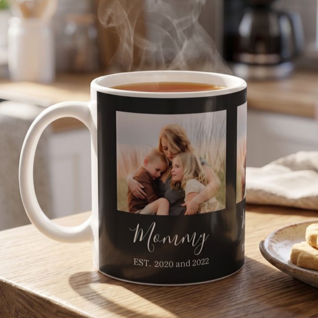 Mamma Upprättade Elegant Foto Skript Svart Kaffemugg (Skapare uppladdad)