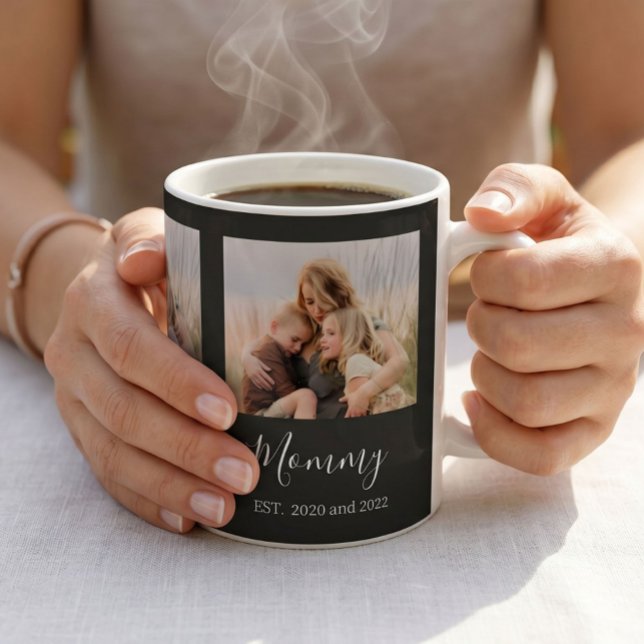 Mamma Upprättade Elegant Foto Skript Svart Kaffemugg (Skapare uppladdad)