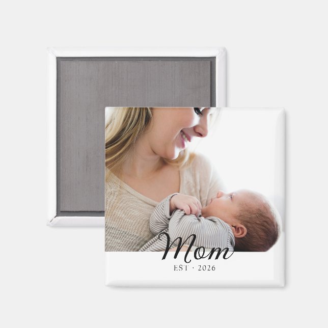 Mamma Upprättade Enkel Foto Mors Dag Magnet (Front/Back)