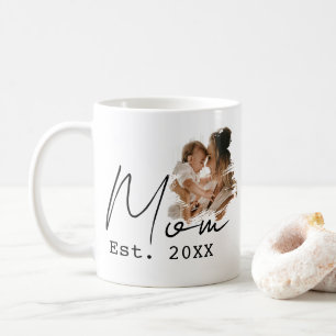 Mamma Upprättade Enkel Skript Anpassad Foto Kaffemugg