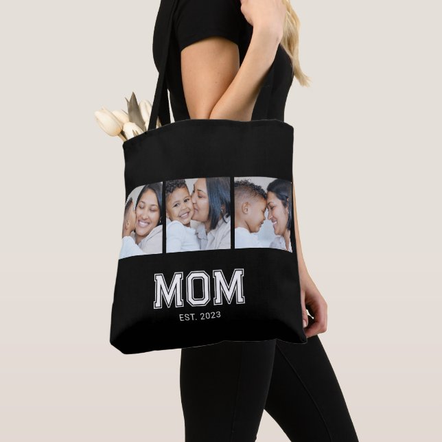 Mamma Upprättade Fet Svart 3 Foto Tygkasse (Närbild)