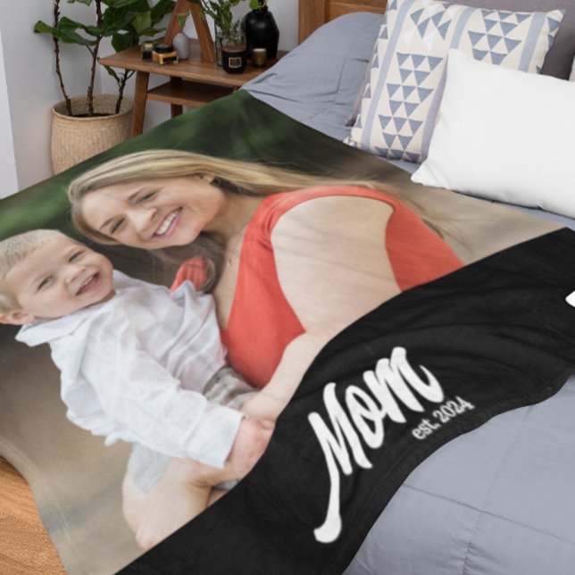 Mamma Upprättade Foto Mors Dag Fleecefilt (Skapare uppladdad)
