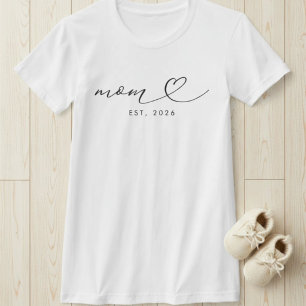 Mamma Upprättade Manus & Hjärta Ny Mamma Present T Shirt