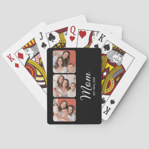 Mamma Upprättade Modern Fet Skrift Svart 3 Foto Casinokort