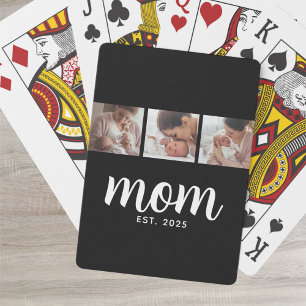 Mamma Upprättade Modern Fet Skrift Svart 3 Foto Casinokort