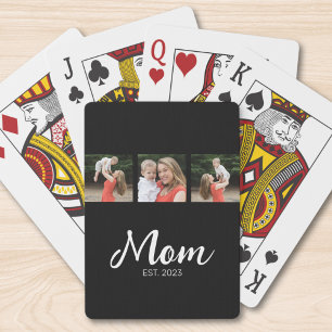 Mamma Upprättade Modern Fet Skrift Svart 3 Foto Casinokort