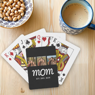 Mamma Upprättade Modern Fet Skrift Svart 3 Foto Casinokort