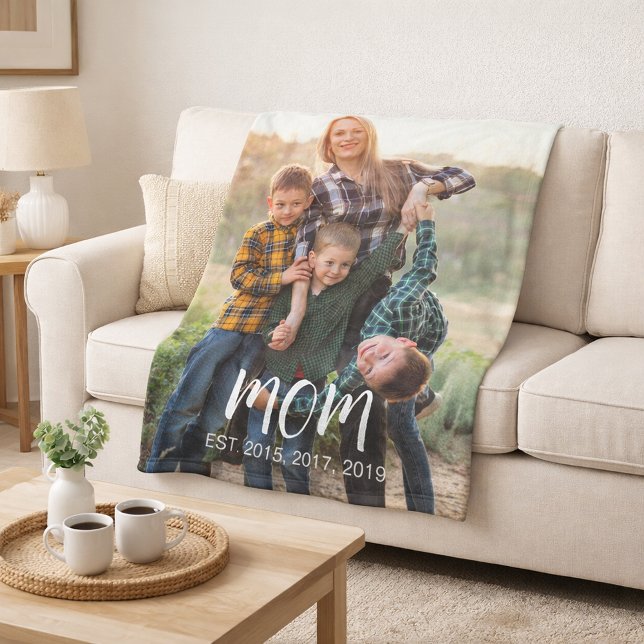 Mamma Upprättade Modern Fet Skript Foto Fleecefilt (Skapare uppladdad)