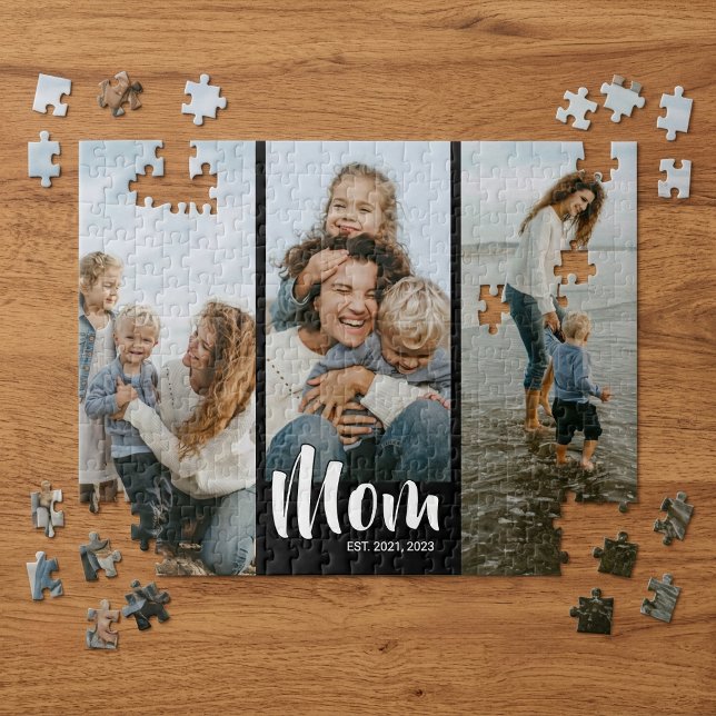 Mamma Upprättade Modernt Skript 3 Foto Pussel (Mom Established Modern Script 3 Photo Jigsaw Puzzle)