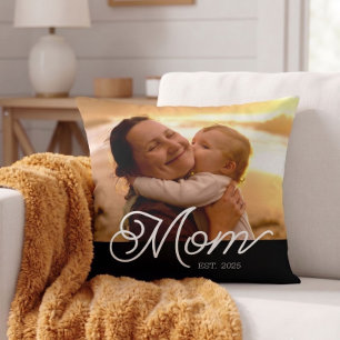 Mamma Upprättade Modernt Skript Foto Kudde