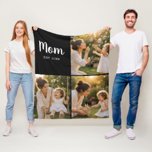 Mamma Upprättade Mysigt Foto Minnesgåva Fleecefilt