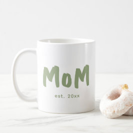 Mamma Upprättade Sagegrön Typografi Ny Mamma Kaffemugg