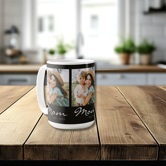 Mamma Upprättade Skript Svart 3 Foto  Kaffemugg (Skapare uppladdad)